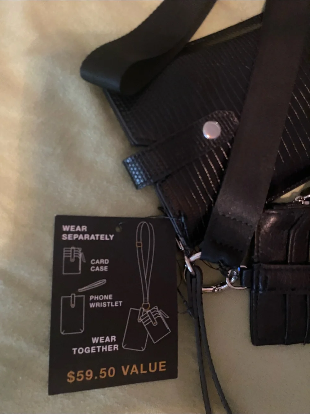 INC International Concepts Black Phone Case, Wristlet and Card Case Duo